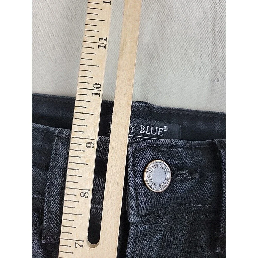Judy Blue‎ Skinny Jeans Womens 3/26 Black Distressed Leopard Print Patch Edgy